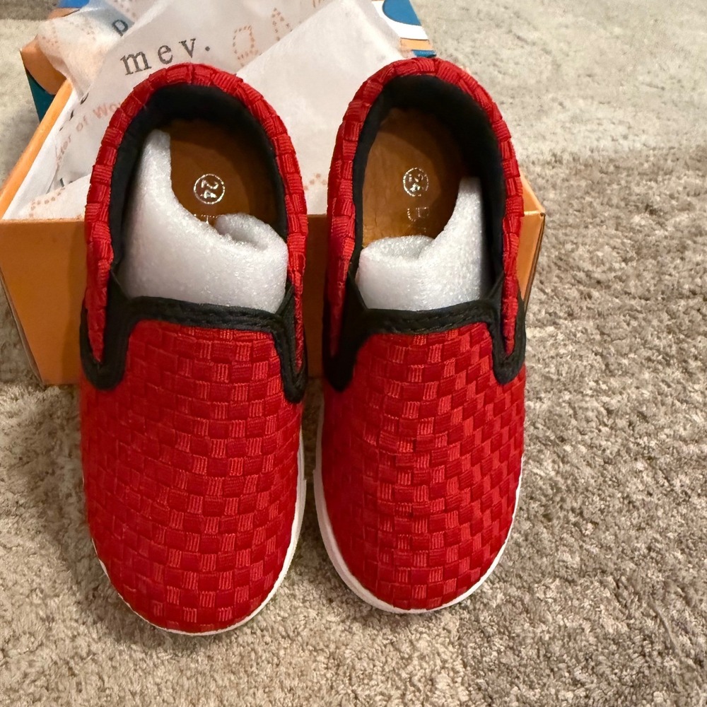 Bernie Mev Verona K Kids Red Woven Elastic Slip On Sneakers Size EU 24 Toddler 8